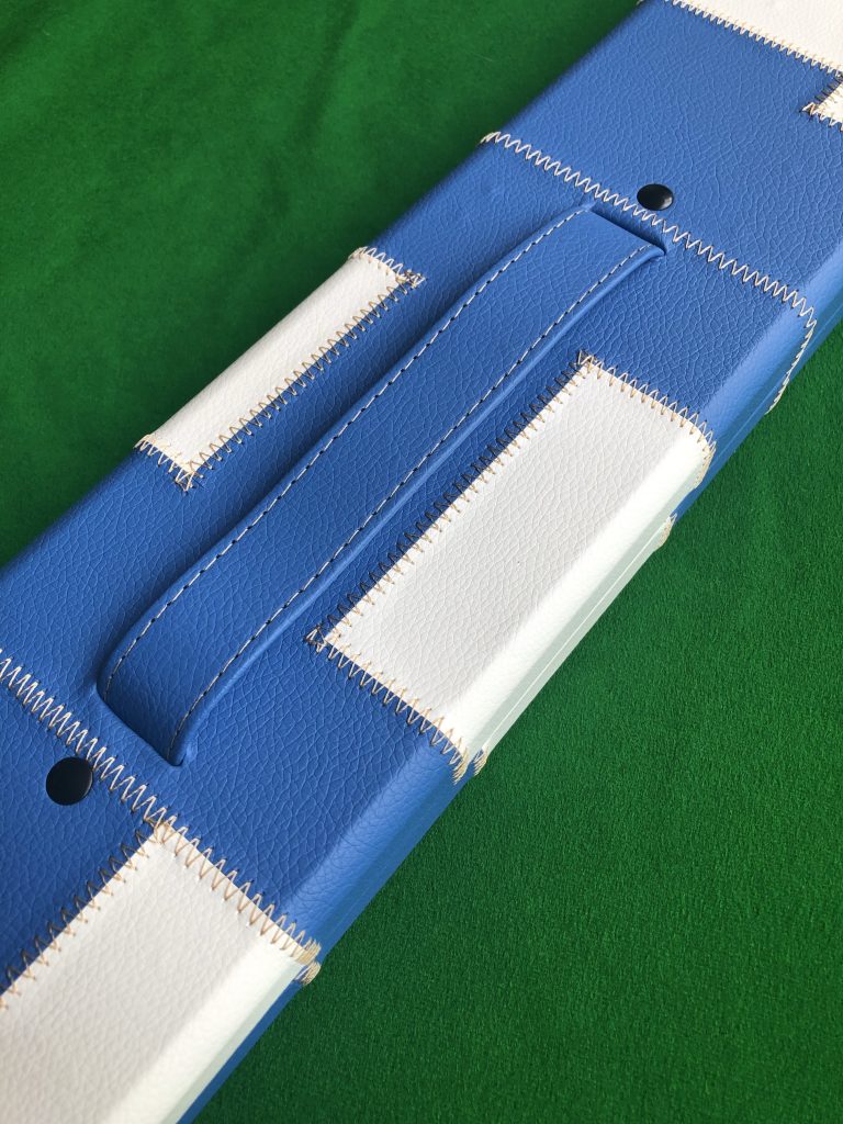 Blue and White One Piece Leatherette Cue Case £104.99 Handmade