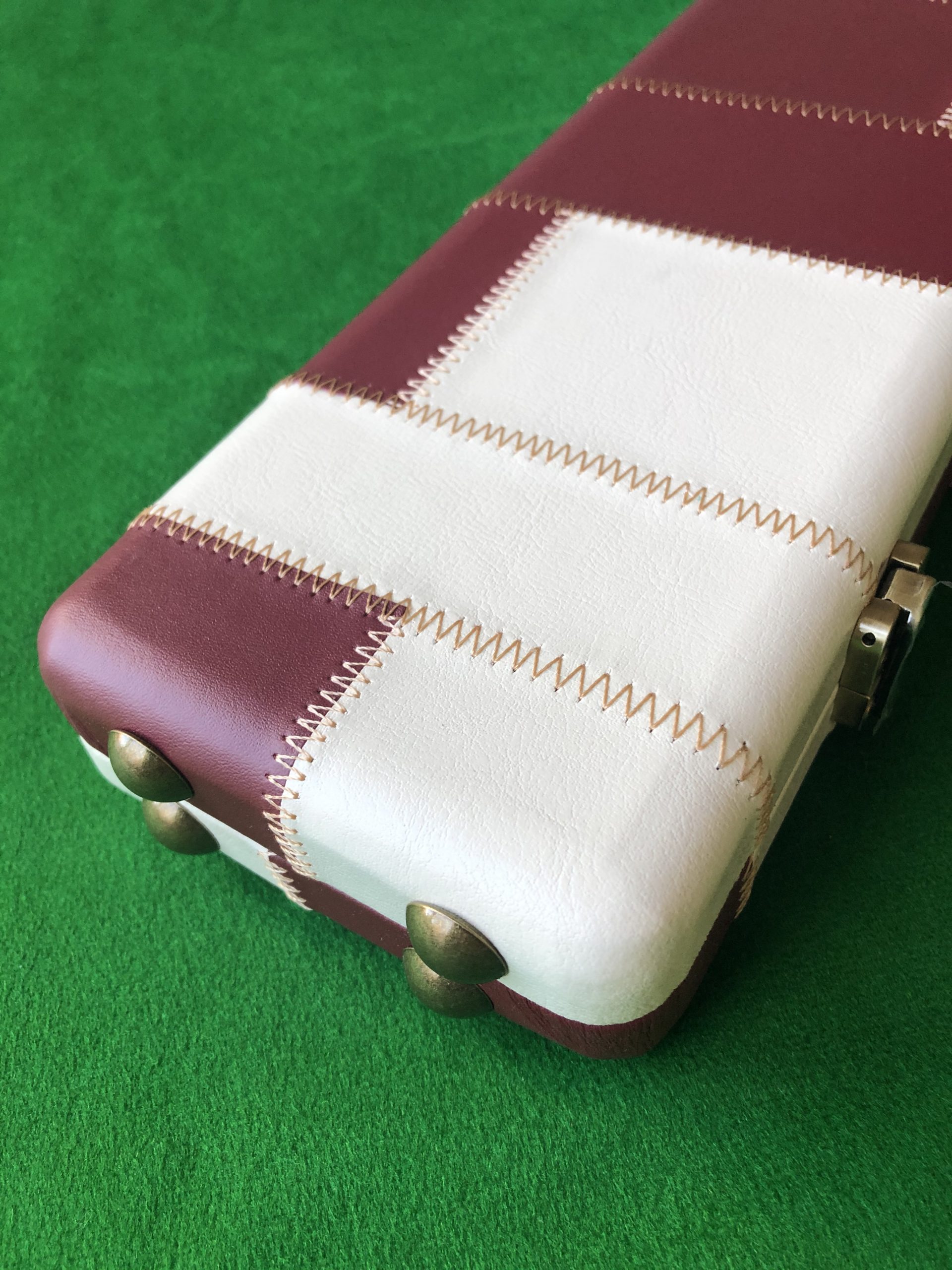 Three Quarter Burgundy - Cream Cue Case - Extra Wide 6607-32