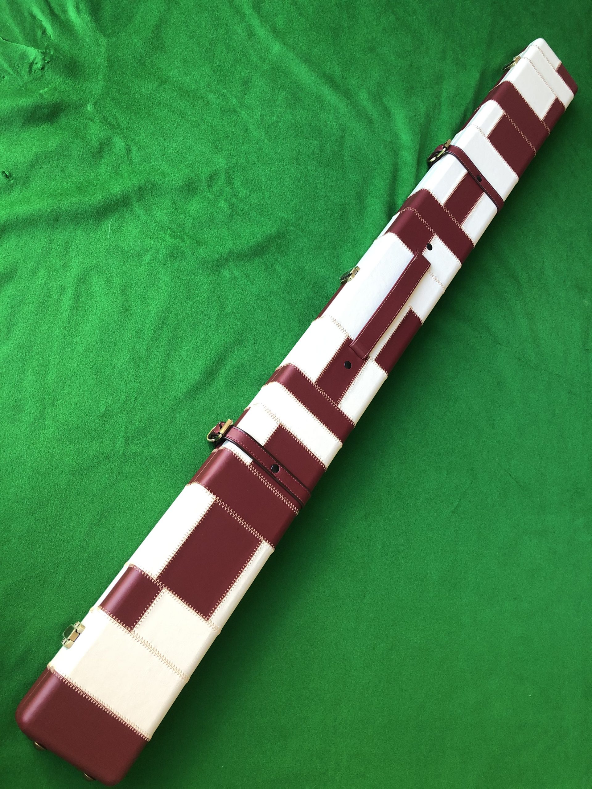 Three Quarter Burgundy - Cream Cue Case - Extra Wide 6607-4 2