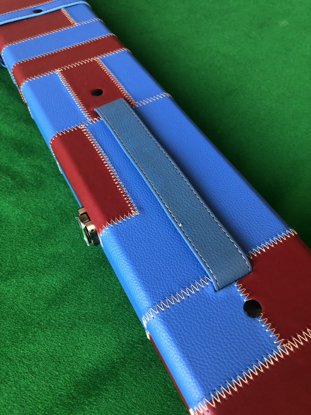 Three Quarter ClaretBlue Cue Case Extra Wide Handmade Snooker Cues Pool Cues Cue Cases